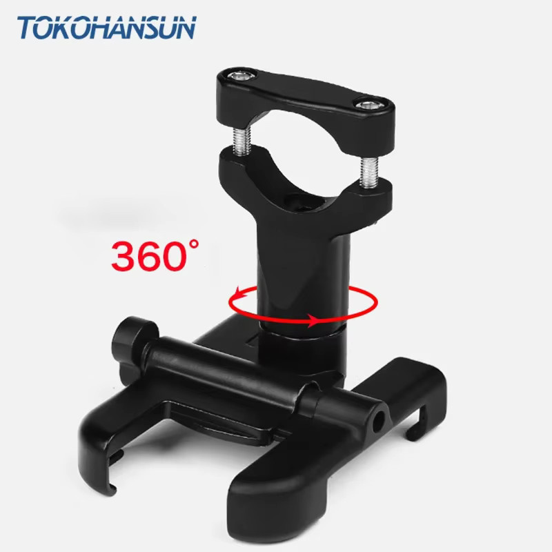 TOKOHANSUN Aluminium Smartphone Halterung für Lenker oder Spiegel, Schwarz, passend für 4 bis 6 Zoll Handys - Bild 2
