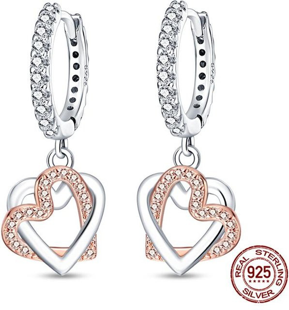 Ohrringe 925 Silber, Rosa, Zirkonia, Damen - Bild 1