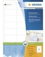 HERMA Premium Adressetiketten weiß, FSC-zertifiziertes Papier, permanent selbstklebend, B: 63,5 mm, H: 33,9 mm, 2400 Stück (100 Blatt) - Bild 1
