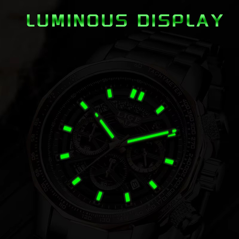 TOP LIGE Armbanduhr, Quarz, Edelstahl, Schwarz, Silber, Herren - Bild 3