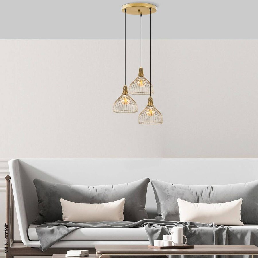 Opviq Pendelleuchte Cafu in Gold, höhenverstellbar, E27, B/T/H: 49 x 49 x 121 cm - Bild 2