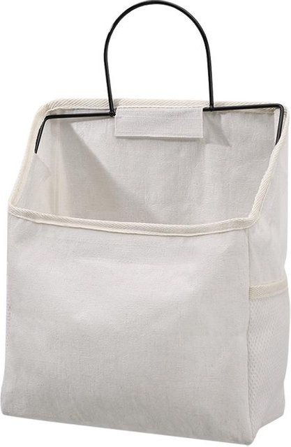 XYNN Aufbewahrungstasche aus Baumwolle und Leinen als Wandbehang in Weiß, B/H: 30 x 24 cm - Bild 1