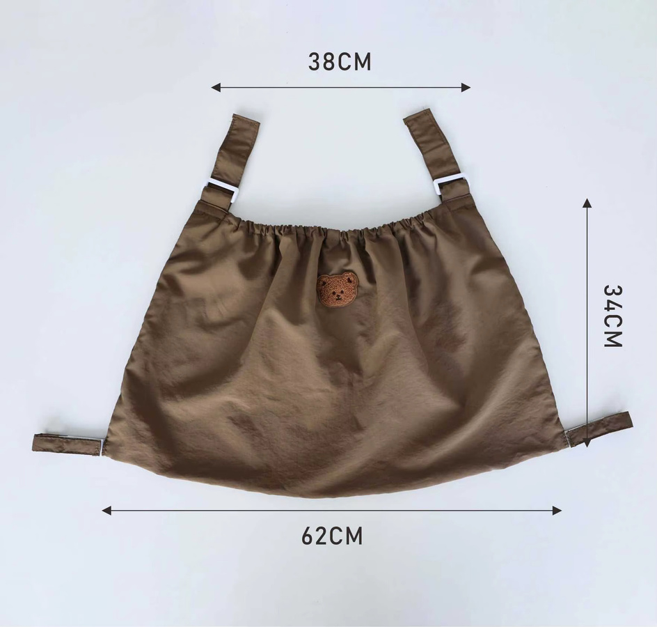 Beige Nylon-Organizer-Tasche für den Kinderwagen mit Flaschenhalter und Aufhängemöglichkeit - Bild 4