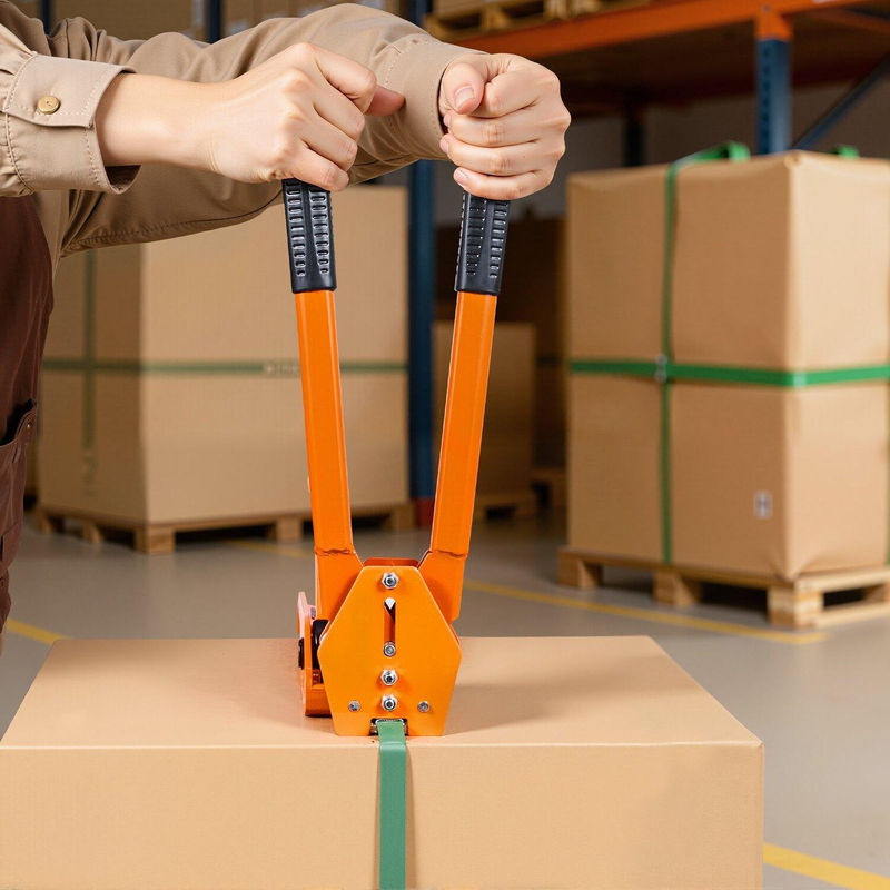 Buying Solutions MB Umreifungsband-Set mit PET-Band und Verschweißwerkzeug in Orange, 305 m PET-Band und 300 Metallverschlüsse für professionelle Palettenverpackung - Bild 7