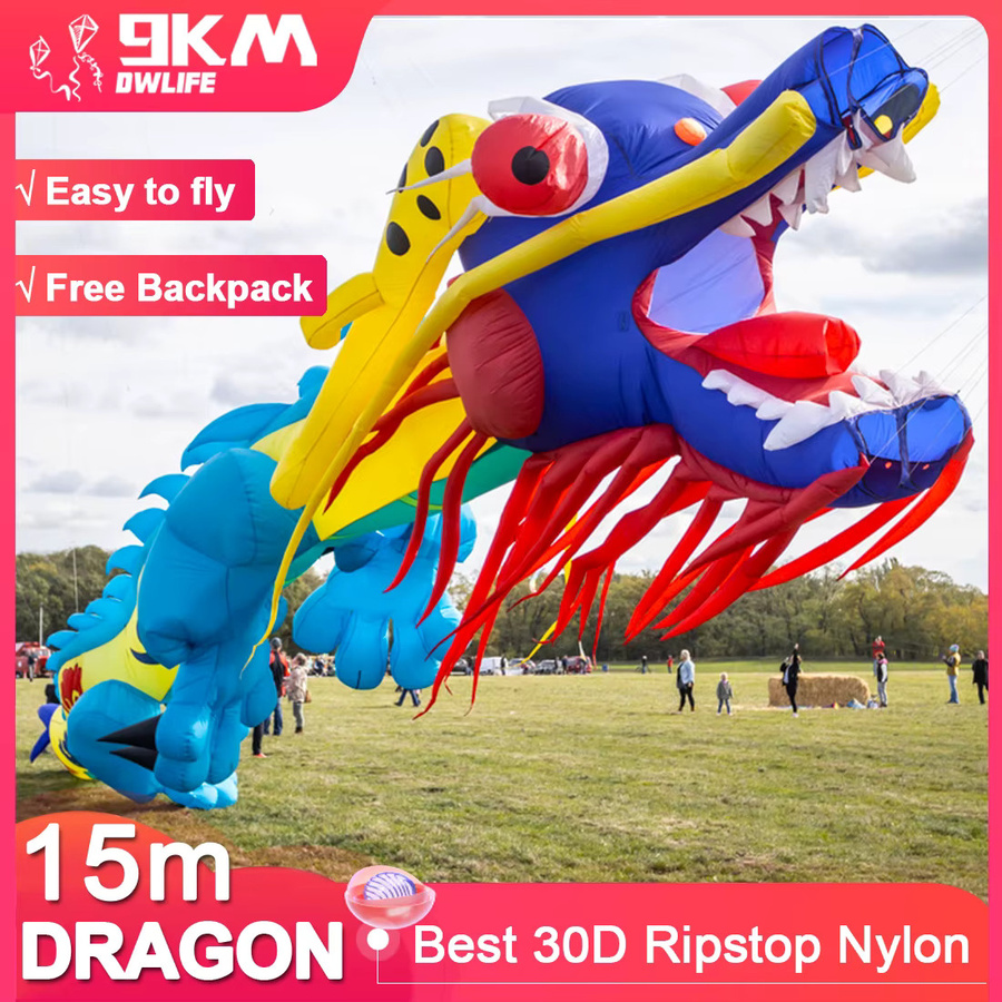 9KM DWLIFE Dragon Kite, aufblasbarer Showdrachen, Dinosaurier, Fantasy, bunt/mehrfarbig - Bild 2