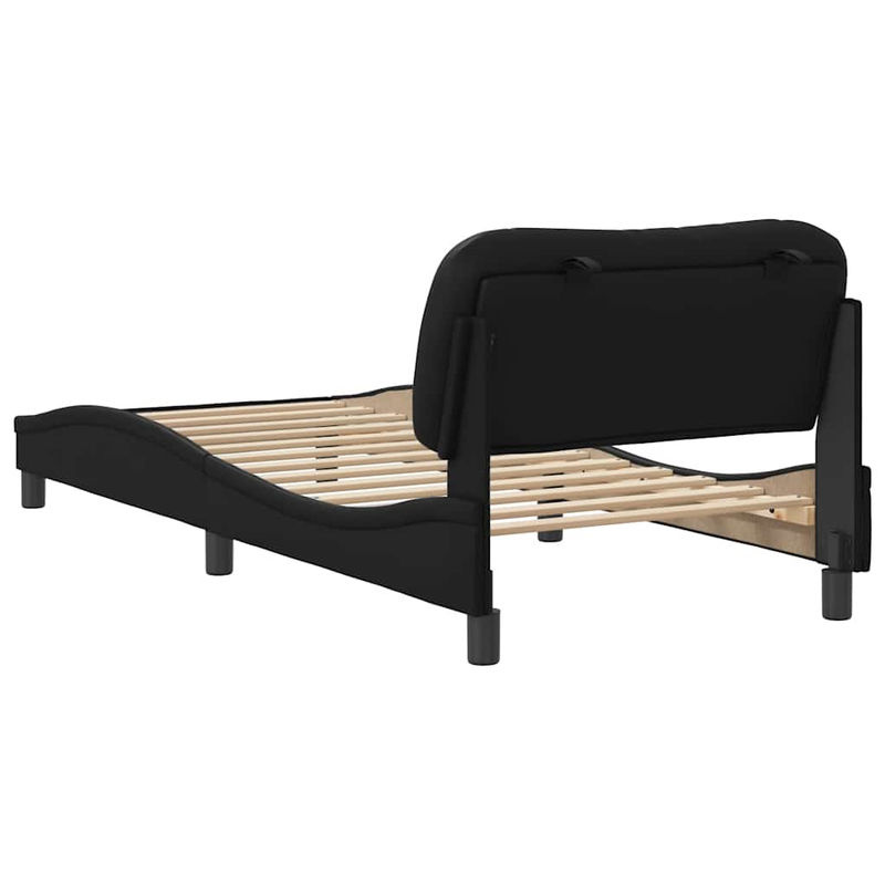 Vidaxl Polsterbett mit Kopfteil aus Kunstleder in Schwarz, B/L: 80 x 200 cm - Bild 3