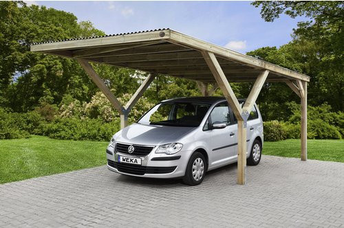 WEKA Einzelcarport 612 Flachdach aus kesseldruckimprägniertem Kiefernholz in Braun, B: 612 cm, H: 250 cm, T: 306 cm - Bild 1