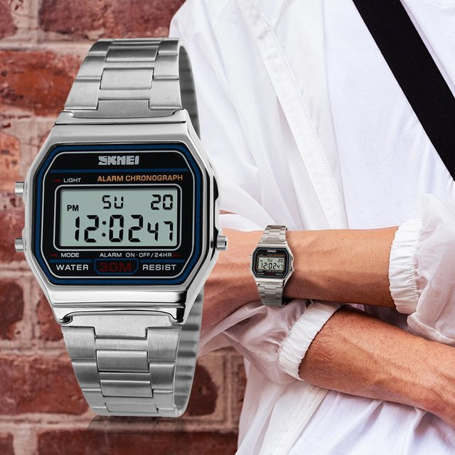 Skmei Armbanduhr Digital, Chronograph, Edelstahl, Schwarz, Herren - Bild 1