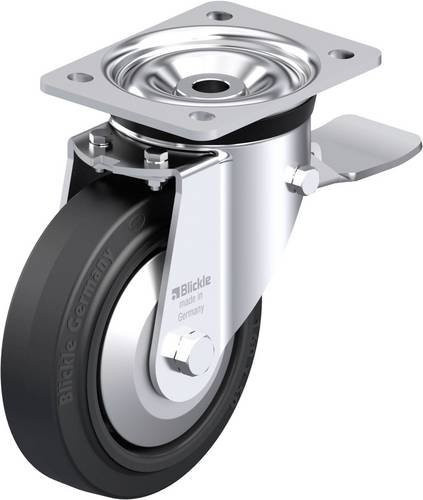 Blickle Stahlblech-Lenkrolle LK-POEV 160XR-ST-FA in Schwarz-Grau mit 160 mm Rad-Durchmesser und 400 kg Tragfähigkeit - Bild 1