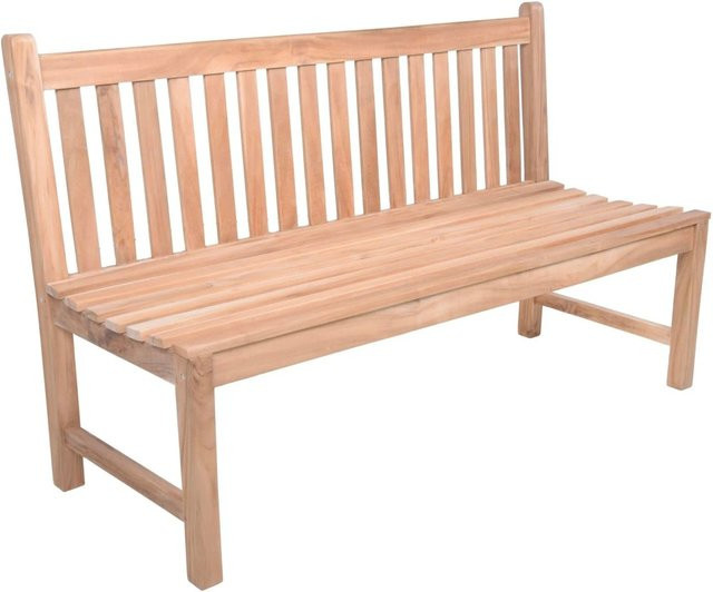 DELUKE Gartenbank OMAR 3-Sitzer aus Teak Holz in Hellbraun, wetterfeste Outdoor Sitzbank ohne Armlehnen, Breite: 150 cm - Bild 1
