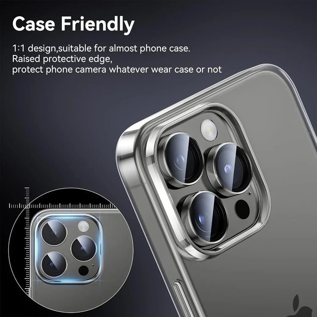 Metall-Ring Kameraobjektivschutz aus Glas für Apple iPhone 12 13 14 15 Pro Max und 13 Mini in Schwarz und Silber - Bild 1