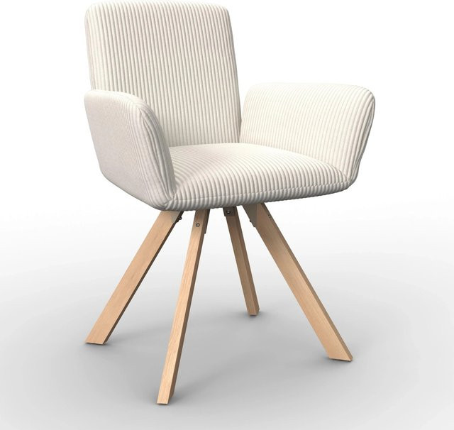 Bessagi Home Armlehnstuhl Mairo in Creme mit Cord-Bezug und Buchenholzgestell - Bild 1