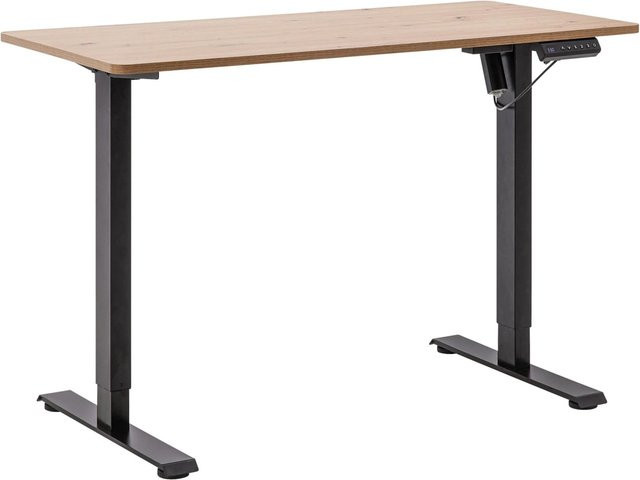 Mömax Schreibtisch Emil II höhenverstellbar in Schwarz und Eiche mit Elektromotor und MDF-Laminat, B/T/H: 120 x 60 x 50 cm - Bild 1