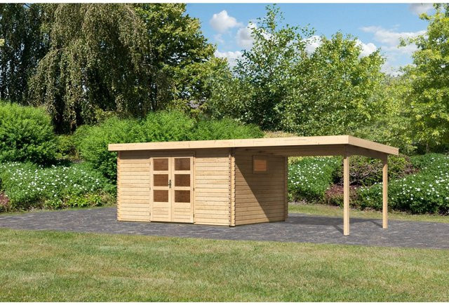 Karibu Holz-Gartenhaus Jeebel 5 in Natur mit Pultdach und modernem Design, B/T: 372 x 282 cm - Bild 1