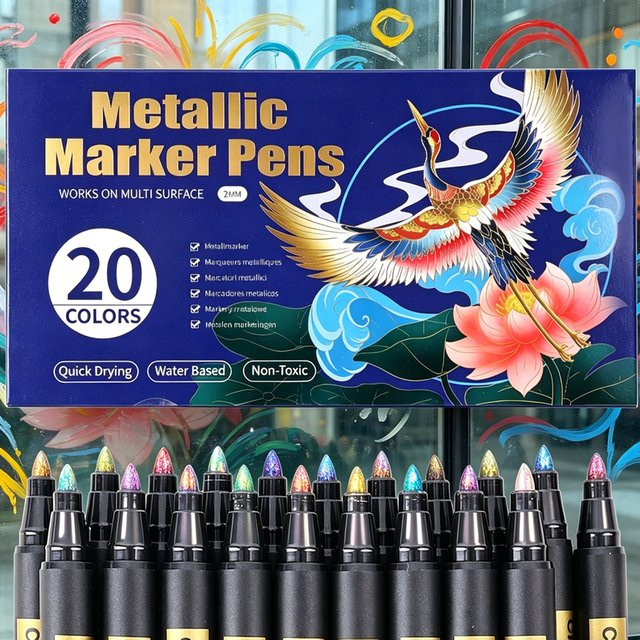 Hopk Permanent-Metallfarbmarker Set mit 20 Farben, wasserfeste Marker für Metall, Gummi und Stoff - Bild 1