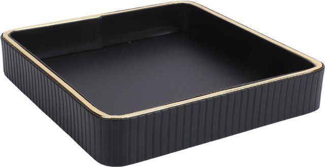 Fishine Parfümtablett und Schmuck-Organizer in Schwarz als Mehrzweck-Tablett für Schminktisch oder Nachttisch, Breite: 23,7 cm, Tiefe: 23,7 cm, Höhe: 1,0 cm - Bild 1