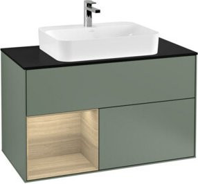 V&B Finion Waschtischunterschrank mit LED-Beleuchtung und Regalelement, Wandmontage, Lackiert, Breite: 100 cm - Bild 1