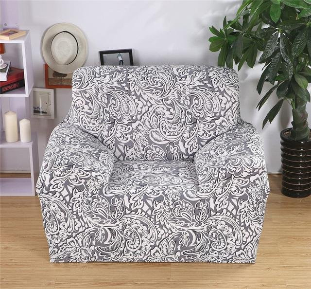 Housmife Elastischer Sesselbezug in Grau mit Jacquard-Muster, moderner Couchbezug aus Polyester für 1-Sitzer, Breite: 90-140 cm - Bild 1