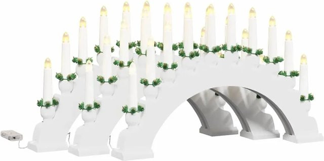 vidaXL Weihnachtskerzenbogen aus Holz mit 10 LED Kerzen in Weiß, 3er Set - Bild 1