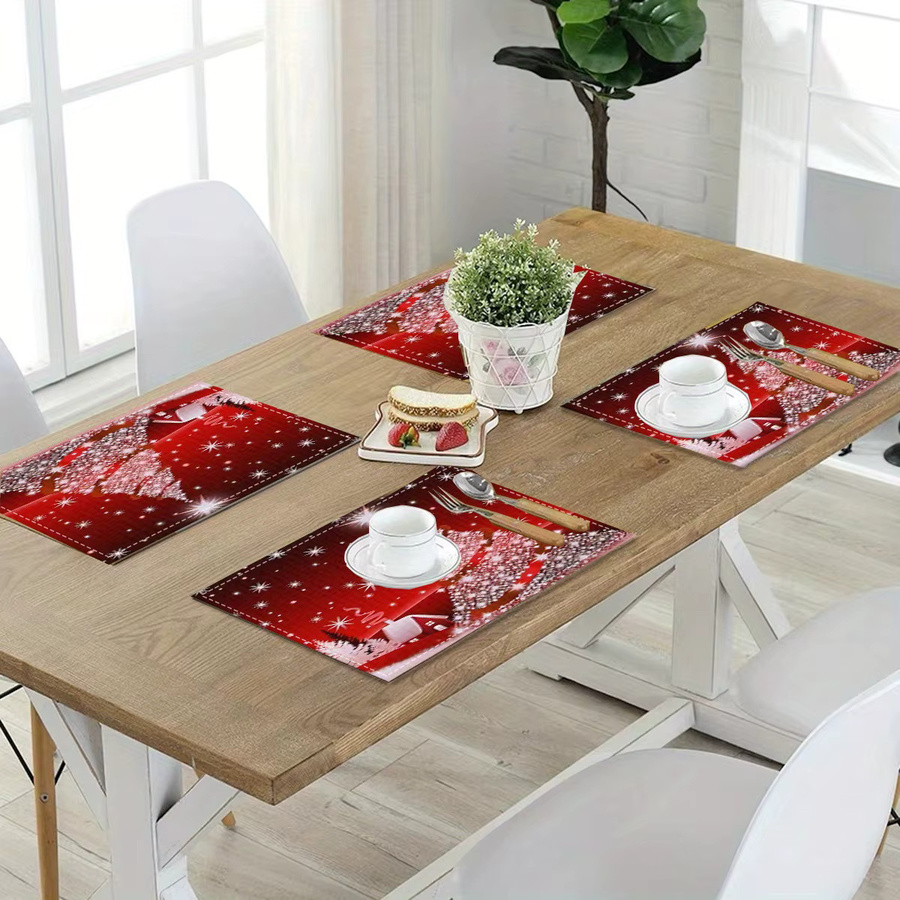 VIKAM Tischset mit Weihnachtsmotiv in Rot, hitzebeständig und verschleißfest, rechteckig - Bild 4