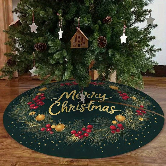 VIKAMA Weihnachtsbaum Rock mit floralem Design, runde Basisabdeckung aus Textil für deine Weihnachtsdekoration im Wohnzimmer - Bild 1