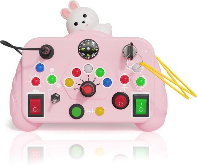 Linyi toy car Beschäftigungsbrett, LED-Lichter, Schalter, Puzzle, ab 3 Jahre - Bild 1