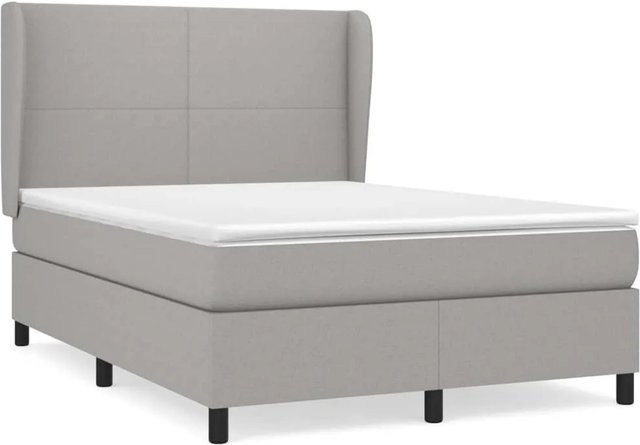 vidaXL Boxspringbett mit Matratze Hybrid-Design in Hellgrau, B/T: 140 x 200 cm - Bild 1