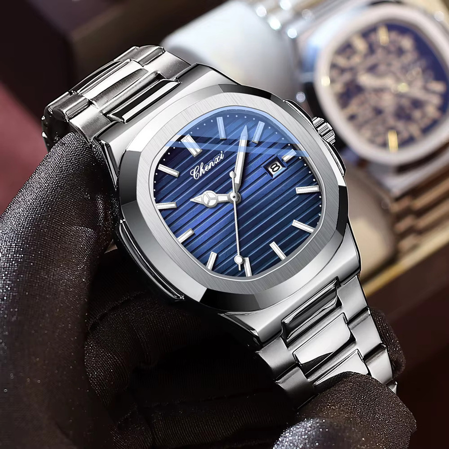 CHENXI Armbanduhr, Quarz, Edelstahl, Eckig, Schwarz, Herren - Bild 5
