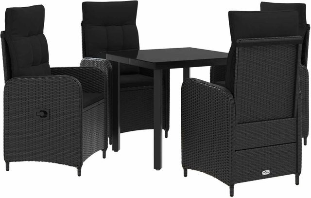 vidaXL Lounge-Set für Garten und Terrasse mit Couchtisch und 5 Kissen in Schwarz - Bild 1