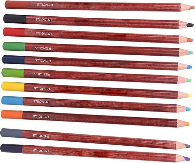 GoolRC 12er Set Pastell-Bleistifte aus Holz für professionelles Skizzieren und Malen in Braun und Multicolour - Bild 1