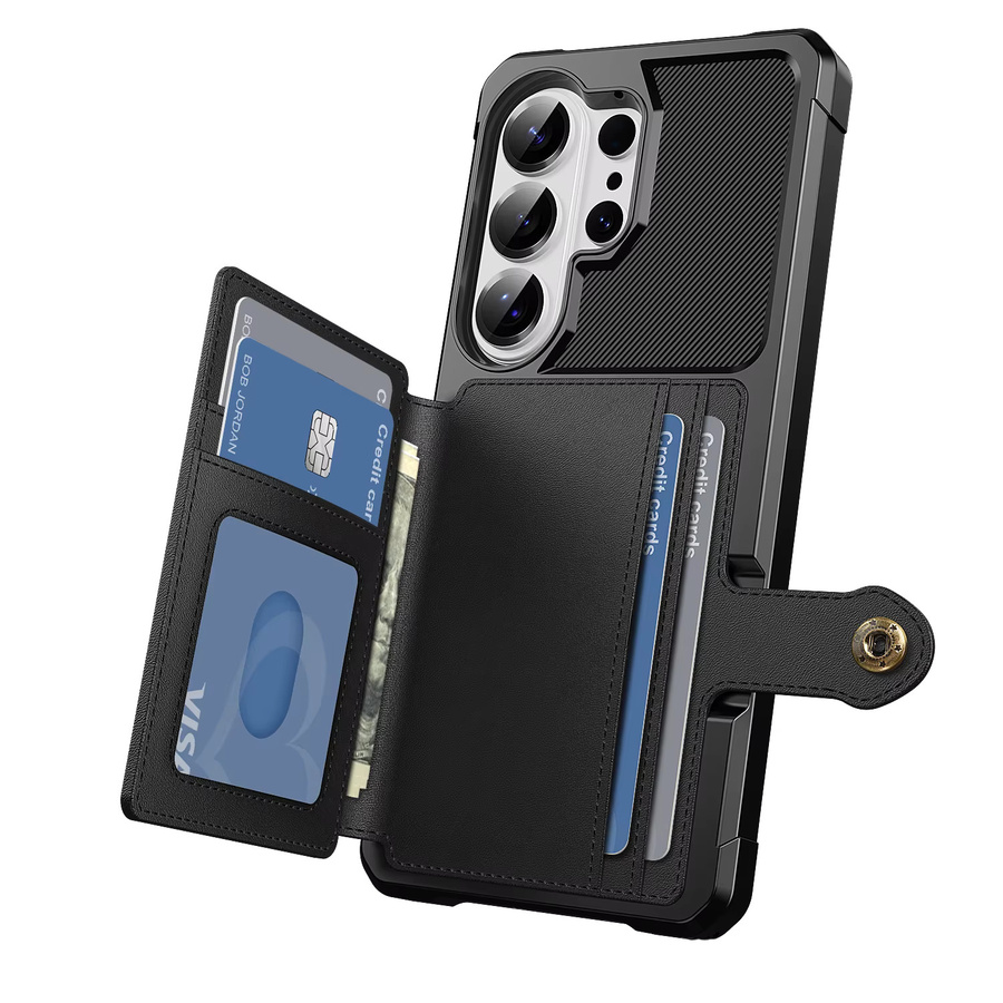 Magnetische Leder Brieftasche mit Kartenfach als Schutzhülle für Samsung Galaxy S26 Ultra S25 S24 S23 S22 Plus A57 A37 A17 A56 A36 in Schwarz und Gold - Bild 6