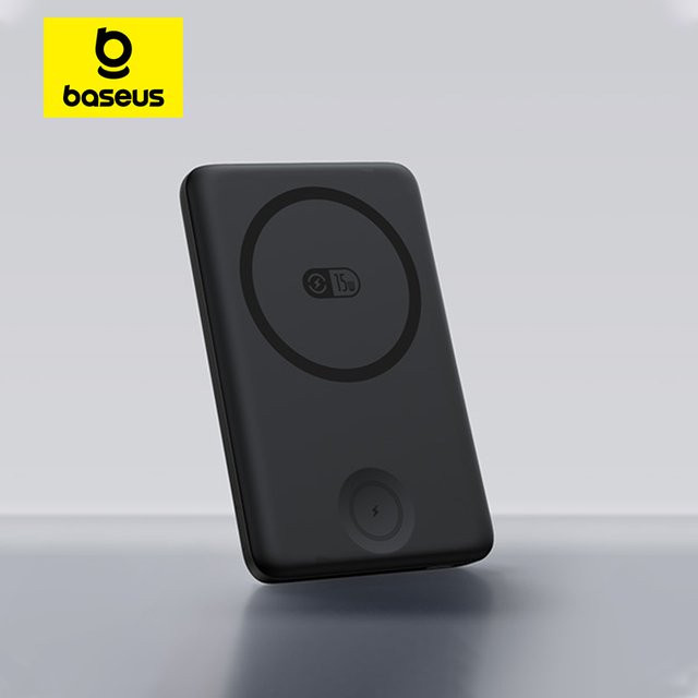 Baseus Magnetische Powerbank 10000mAh mit 27W Schnellladefunktion und 15W kabellosem Laden, Schwarz - Bild 1