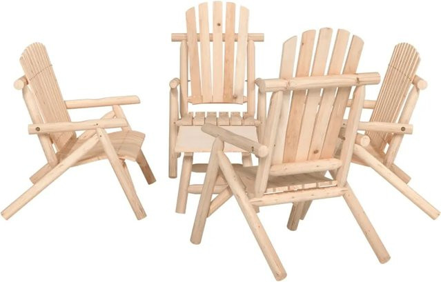vidaXL 5-teiliges Garten-Lounge-Set aus Massivholz Fichte im Adirondack-Stil, Farbe Braun, unbehandelt - Bild 1