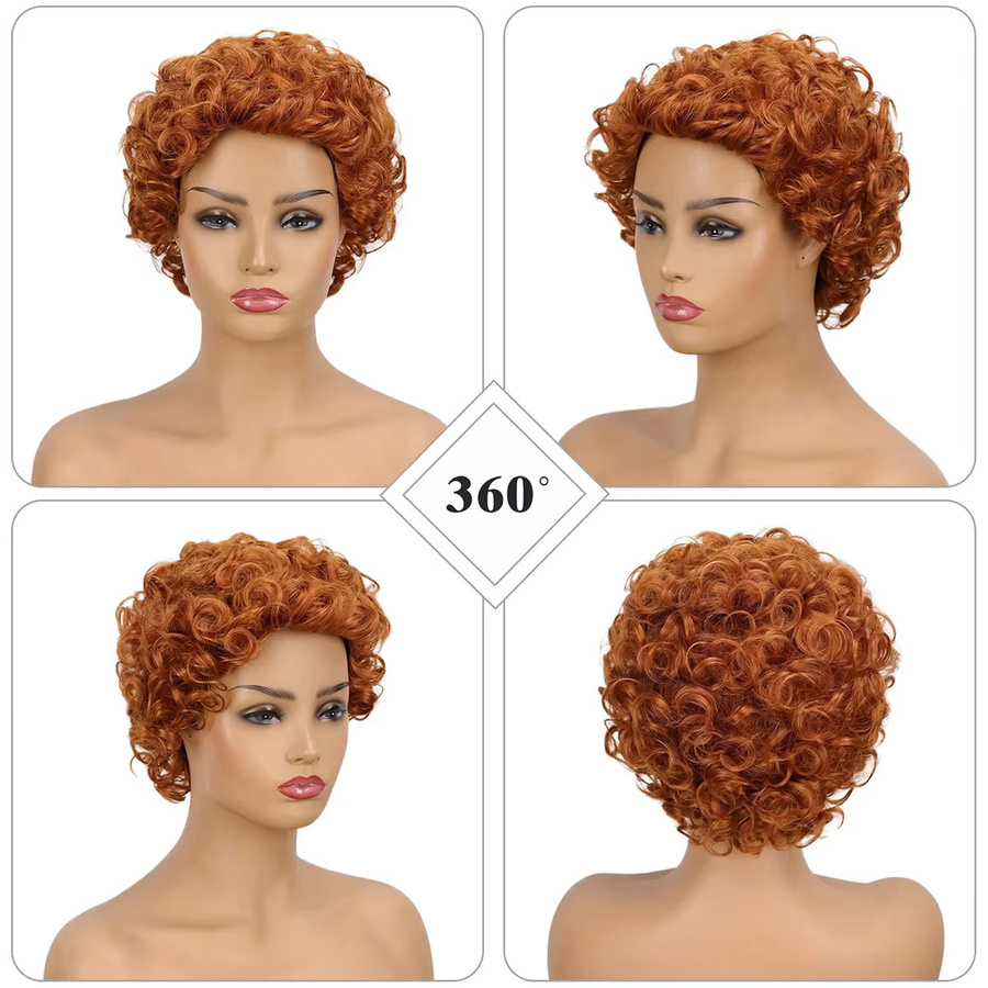WHIMSICAL W Cosplay-Perücke, synthetisch, kurz, lockig, orange-rot, Damen - Bild 2