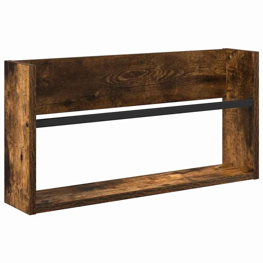 vidaXL Magazinregal aus Holzwerkstoff in Raucheiche, Wandmontage, B/H/T: 60 x 30 x 12 cm - Bild 2