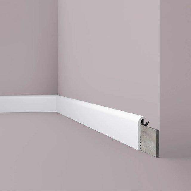 NMC CF1 WALLSTYL Zierleiste als Abdeckleiste und Sockelleiste in Weiß, H x B x T: 11 x 2,2 x 200 cm - Bild 1