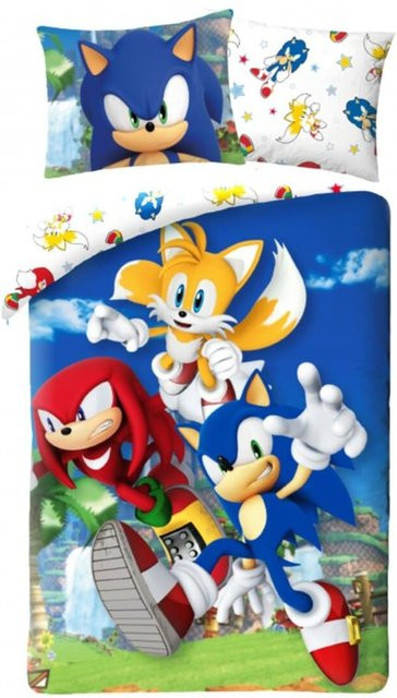 Sonic Bettwäsche Set aus Baumwolle mit Bettbezug und Kissenbezug, Blau/Mehrfarbig, B/H: 140 x 200 cm - Bild 1