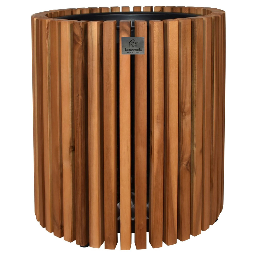 LAMORENDA Pflanzgefäß aus Akazienholz mit Einsatz, Braun, Durchmesser: 31 cm, Höhe: 35 cm - Bild 2