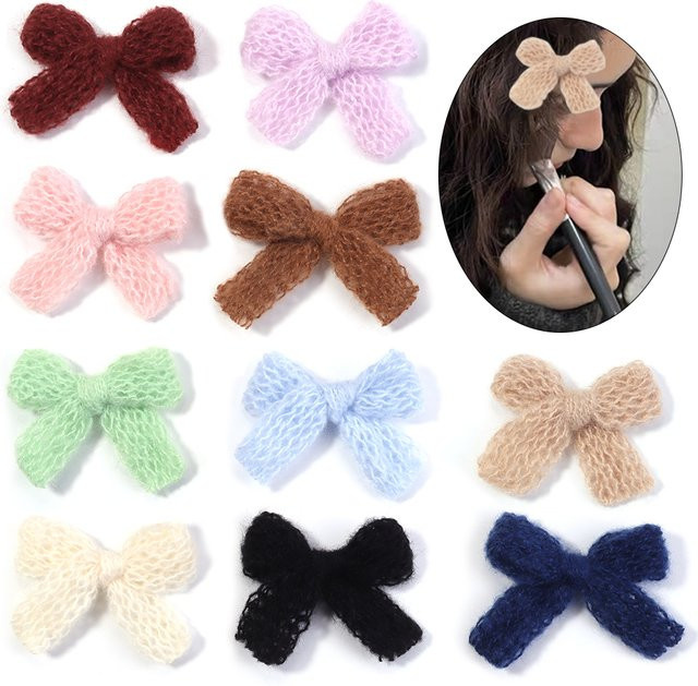 louleur Haarnadel Rand Clip, Gestrickte Wolle, Doppel Schicht Bowknot, Damen, Mädchen - Bild 1