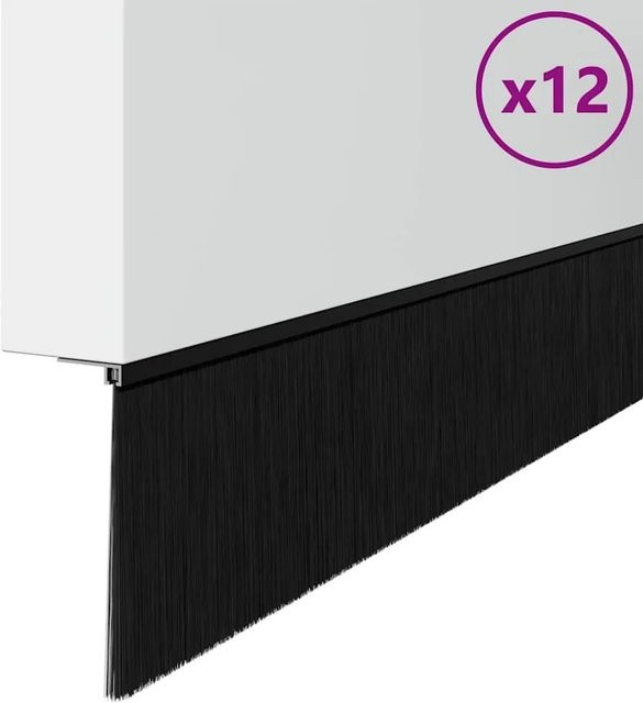 vidaXL Türbürstendichtung Set aus Aluminium, 12 Stück, Schwarz, Länge: 100 cm - Bild 1
