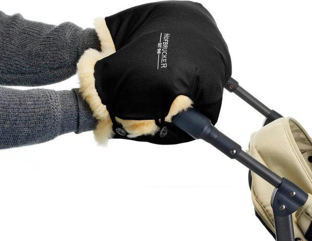 Hofbrucker Lammfell-Handwärmer für Kinderwagen in Schwarz - Bild 1