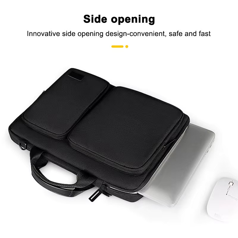 KOJESHUN Laptop-Handtasche in Schwarz als Schutzhülle für MacBook Pro, Xiaomi, Dell, HP und Lenovo für 14 bis 15,6 Zoll als tragbare Schulter-Umhängetasche - Bild 5