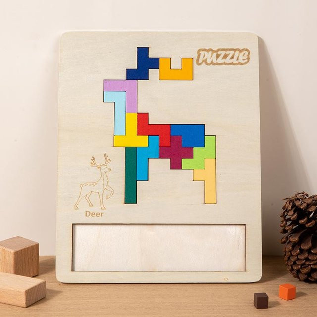Holz-Tier-Tetris-Puzzle, Tiere, ab 3 Jahre - Bild 1