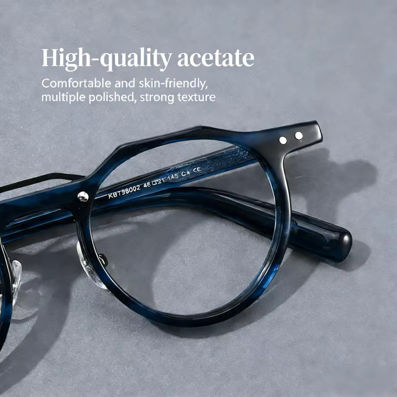 HONKAN.WZ Korrektionsbrille, Acetat, Rund, Vollrand, Blau, Unisex - Bild 3