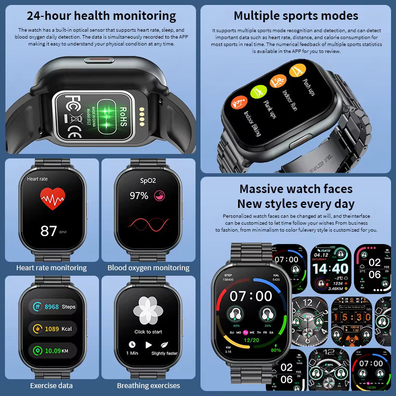 LIGE 2-in-1 Smartwatch und TWS Ohrclip-Kopfhörer in Schwarz mit Herzfrequenz- und Schlaf-Tracking - Bild 4