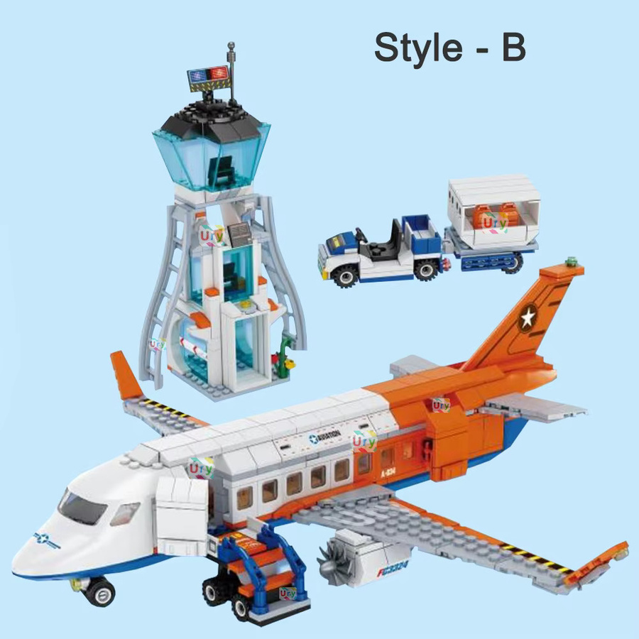 SLUBAN 3in1 Stadt Luftfahrt Fracht Flugzeug Hubschrauber Flughafen Airbus Flugzeug Control Turm DIY Bausteine Spielzeug Set - Bild 2