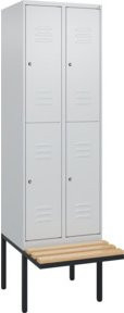 C+P Doppelstock-Spind Classic PLUS Sitzbank mit 2 Abteilen, Buche-Hartholz und Zylinderschloss, B/T/H: 212 x 60 x 81,5 cm - Bild 1