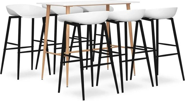 vidaXL Bar-Set 7-teilig in Weiß für Bars, Pubs und Restaurants - Bild 1
