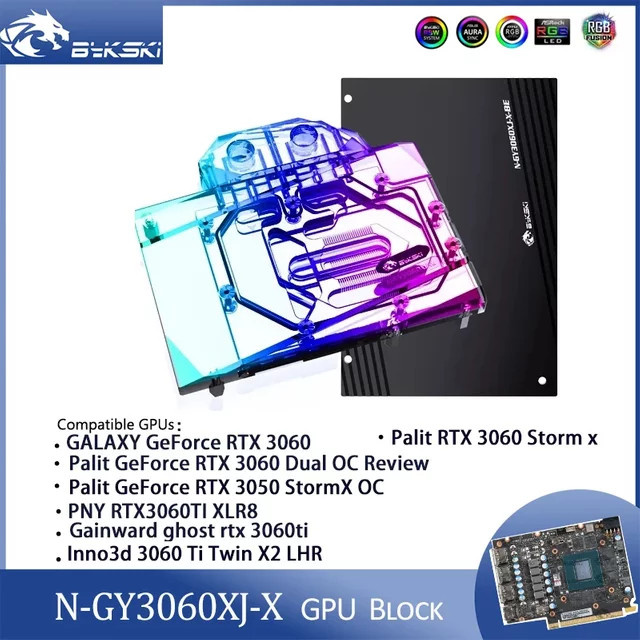 Bykski GPU-Wasserblock N-GY3060XJ-X für Palit RTX 3060 Dual OC, GALAX RTX 3060 und PNY RTX 3060TI Grafikkarten - Bild 1