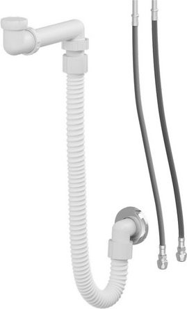 PRESSALIT Zu- und Ablaufsystem aus Kunststoff und Edelstahl in Weiss, Länge: 70 cm - Bild 1